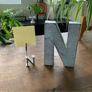 🪴$5/25🪴 NWOT Set of 2 Letter ‘N’ Silver Metal Monogram Decor Photo Clip Wall Art
